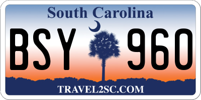 SC license plate BSY960