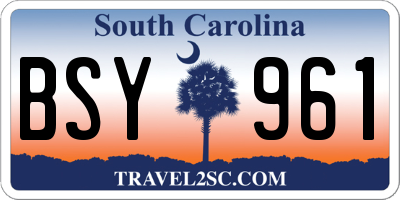SC license plate BSY961