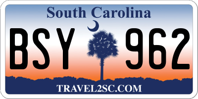 SC license plate BSY962