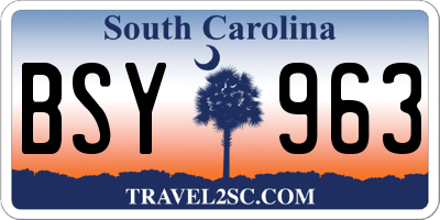 SC license plate BSY963