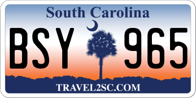 SC license plate BSY965