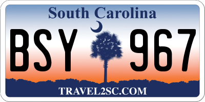 SC license plate BSY967