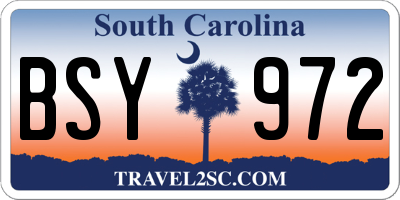 SC license plate BSY972