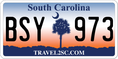 SC license plate BSY973