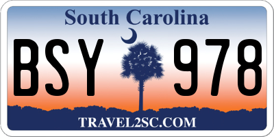 SC license plate BSY978