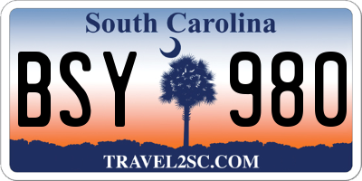 SC license plate BSY980