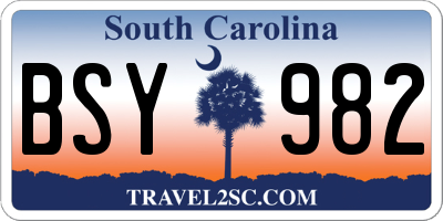 SC license plate BSY982