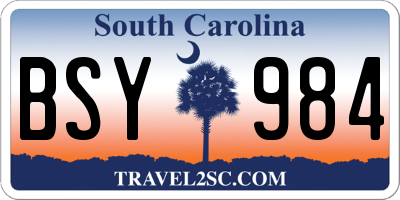 SC license plate BSY984