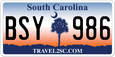 SC license plate BSY986