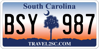 SC license plate BSY987