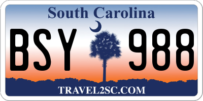 SC license plate BSY988