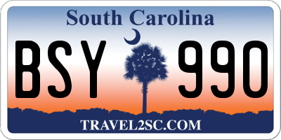 SC license plate BSY990