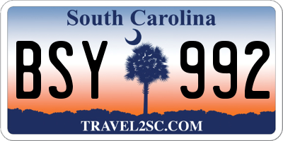 SC license plate BSY992