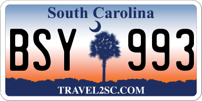 SC license plate BSY993