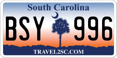 SC license plate BSY996