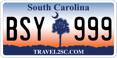 SC license plate BSY999