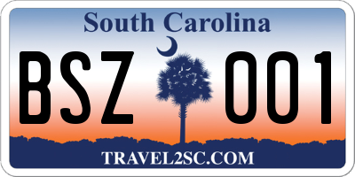 SC license plate BSZ001