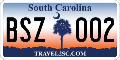 SC license plate BSZ002