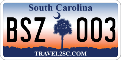 SC license plate BSZ003