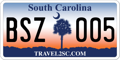 SC license plate BSZ005