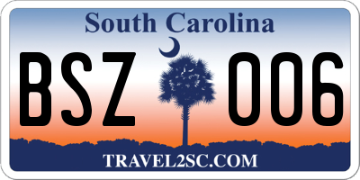 SC license plate BSZ006