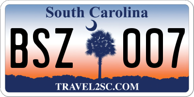 SC license plate BSZ007
