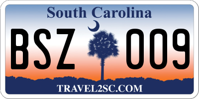 SC license plate BSZ009