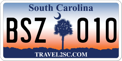 SC license plate BSZ010