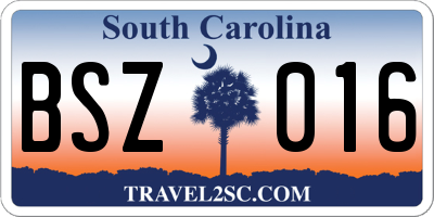 SC license plate BSZ016