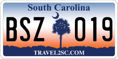 SC license plate BSZ019