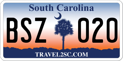 SC license plate BSZ020