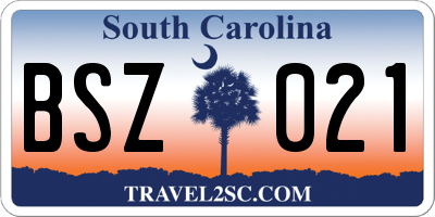 SC license plate BSZ021