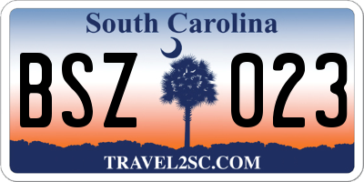 SC license plate BSZ023