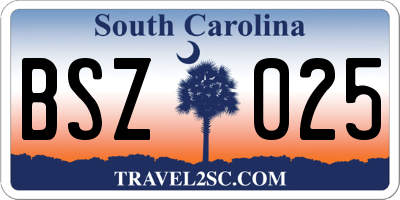 SC license plate BSZ025