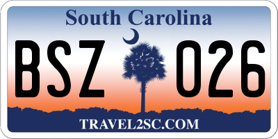 SC license plate BSZ026