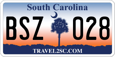 SC license plate BSZ028