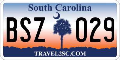 SC license plate BSZ029