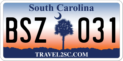 SC license plate BSZ031