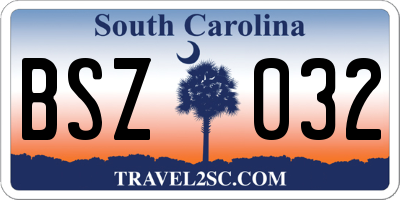 SC license plate BSZ032