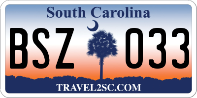 SC license plate BSZ033