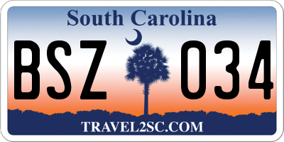 SC license plate BSZ034