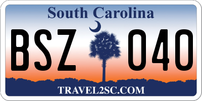 SC license plate BSZ040