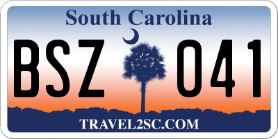 SC license plate BSZ041