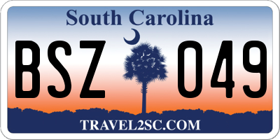 SC license plate BSZ049