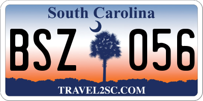 SC license plate BSZ056