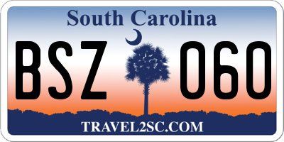 SC license plate BSZ060