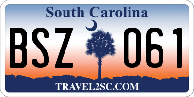SC license plate BSZ061