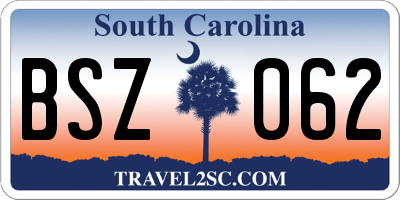SC license plate BSZ062