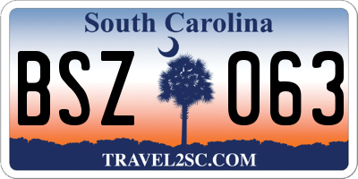 SC license plate BSZ063