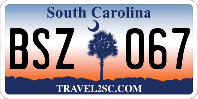 SC license plate BSZ067